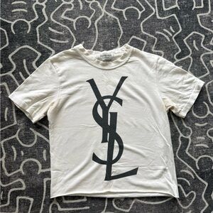 Yves Saint Laurent (YSL) White Logo Baby Tee